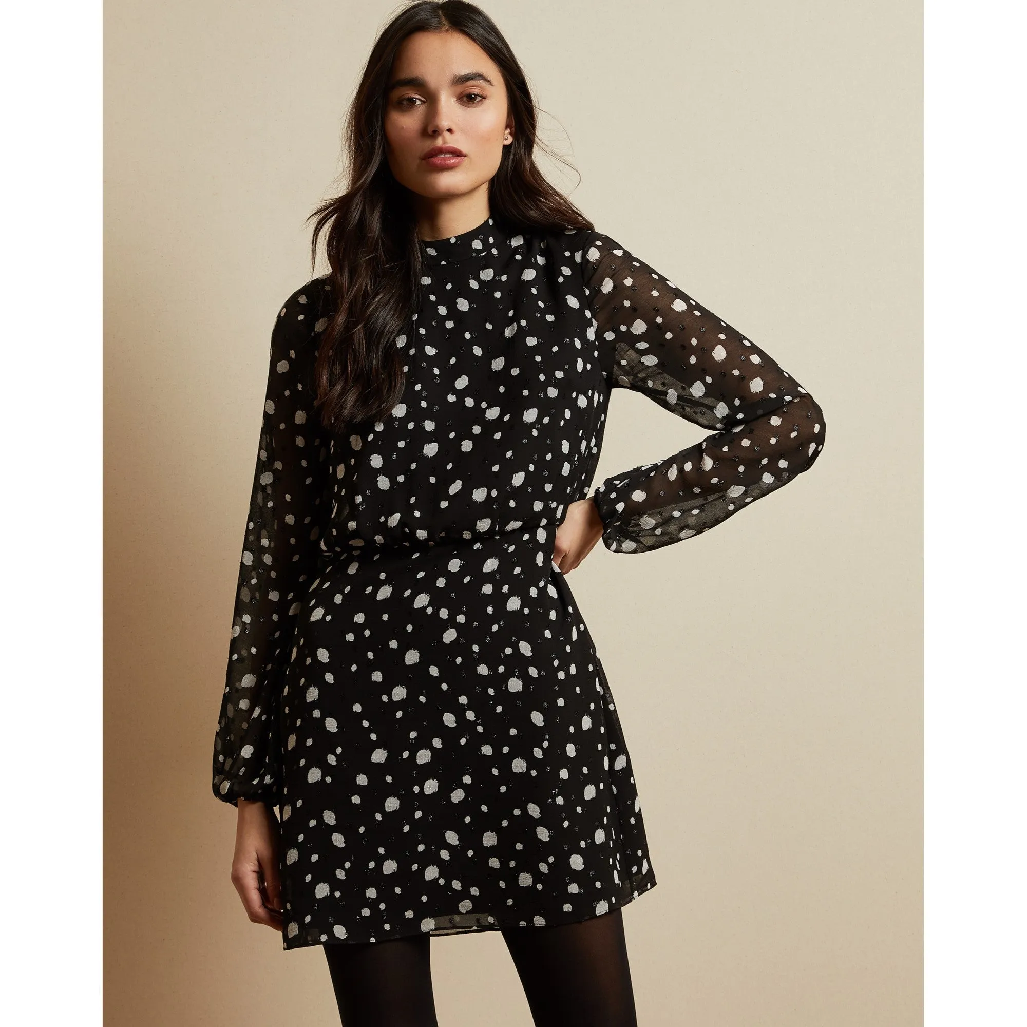 Women Floelle-Polka Dot Tunic Dress - Black