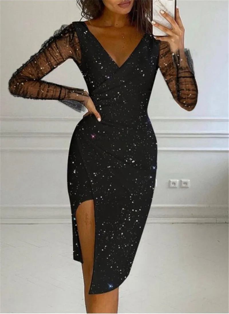 Women V-Neck Long Dress