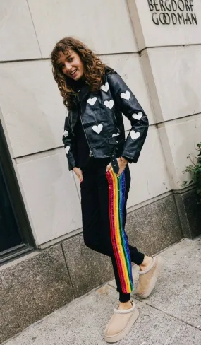 Women's Sequin Rainbow Hoodie Track Set