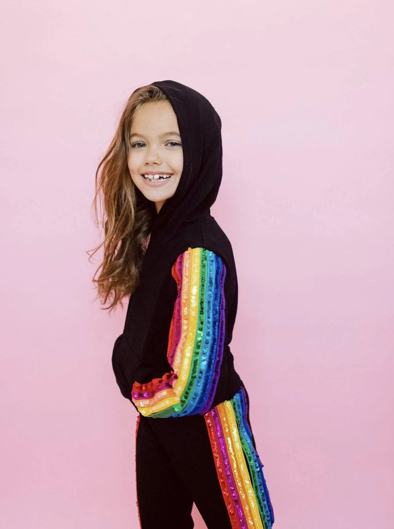 Women's Sequin Rainbow Hoodie Track Set