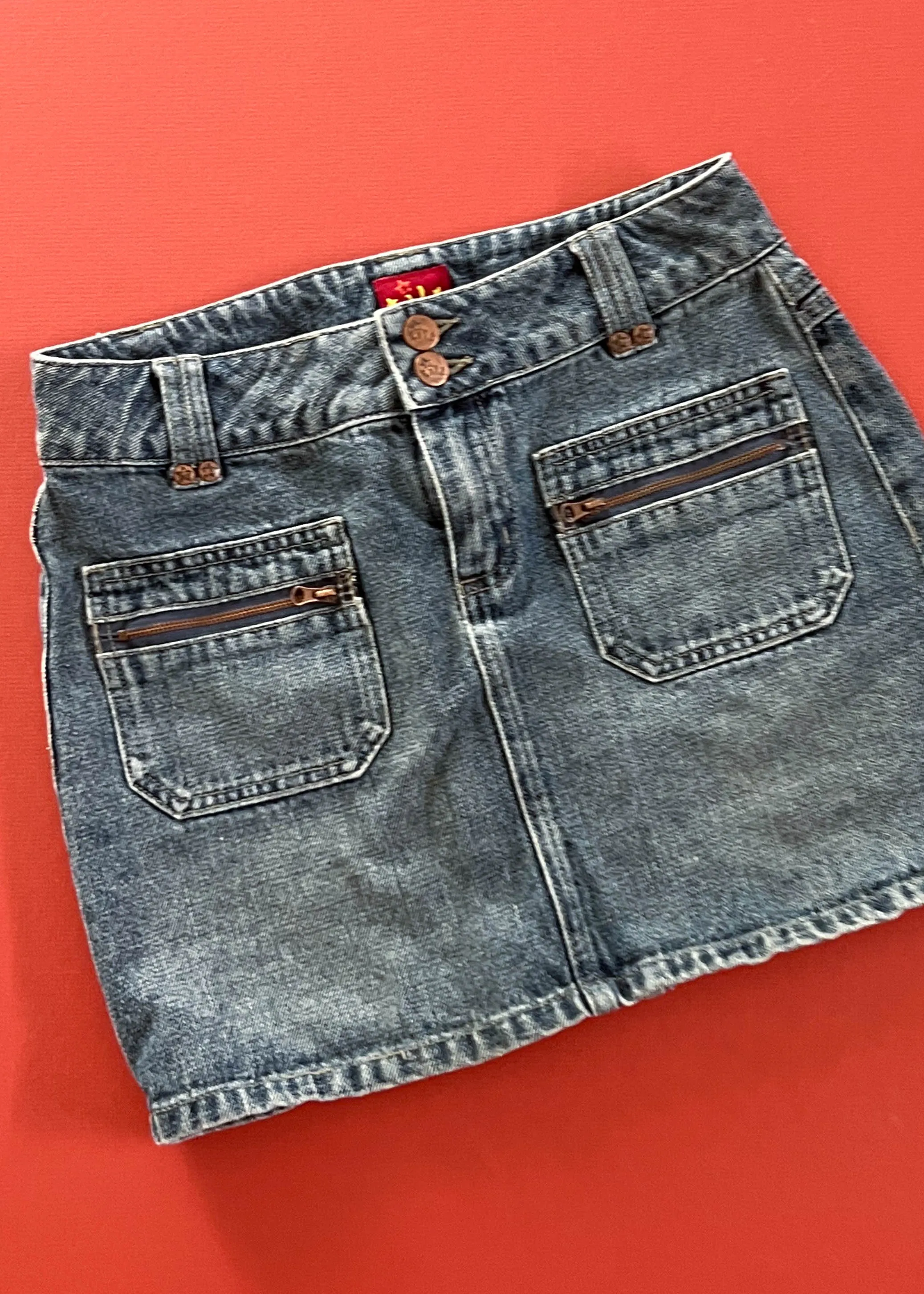 Y2k Cargo Denim Mini Skirt (XS)