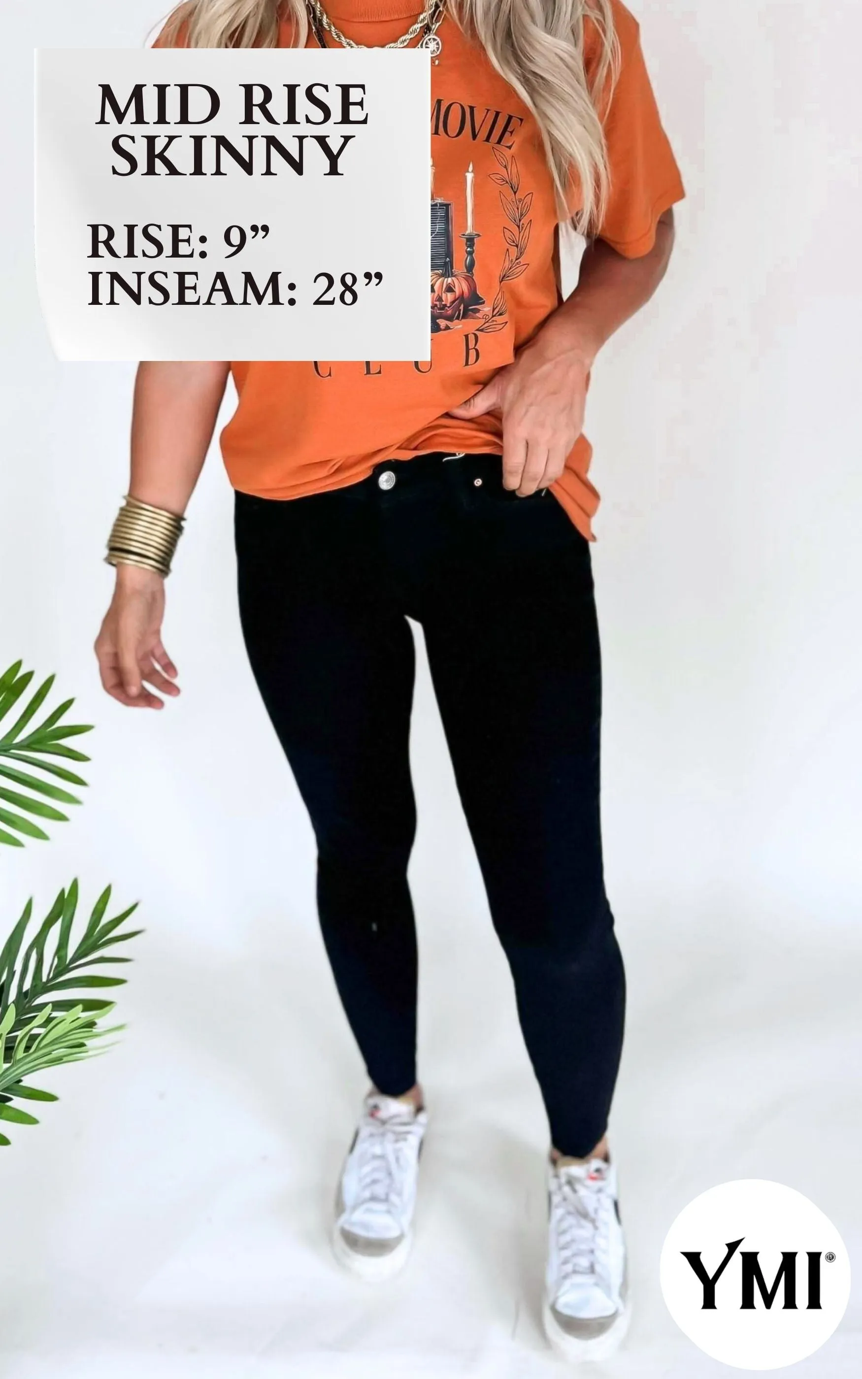 YMI's Sustainable WannaBettaButt Black Mid-Rise Skinny Denim Jean - Final Sale